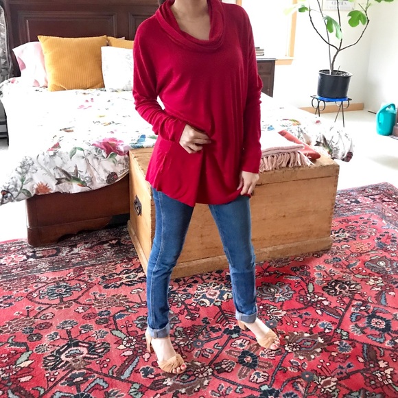 ANTHROPOLOGIE Samara Red Cowl Neck Tunic. NWT - Picture 6 of 7